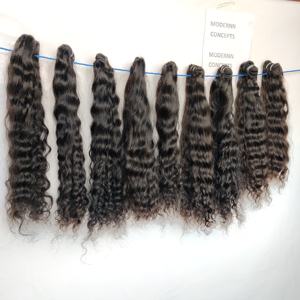 Venta al por mayor de extensiones de cabello humano indio natural crudo rizado onda/rizo virgen cutícula alineada sin procesar químicamente paquetes - Product Image 6