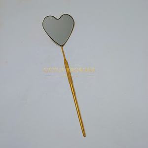 Nuevo estilo de espejo de acero inoxidable con logotipo personalizado, iluminado, de un solo bolsillo, para extensión de pestañas, diseño de corazón, agarre de diamante, oro plasma. - Product Image 5