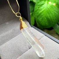 Pendentif en cristal de quartz grainé de Lemuria, enveloppé de fil, à haute vibration, fait main, pierre de guérison Feng Shui pour la méditation