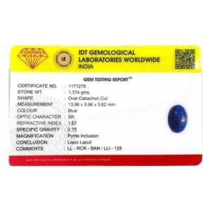 ลาพิส ลาซูลี สีน้ำเงินธรรมชาติ 6.87 กะรัต พลอยเจียระไน ขนาด 10 มม. พลอยแร่ธาตุ ผลิตในห้องปฏิบัติการ ผ่านการอบความร้อน ความสูง 8 มม. - Product Image 4