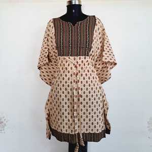 Caftán de una pieza Floral con cuello en V para mujer de talla libre, cómodo algodón ecológico, Sexy, vegetal, Paisley, Ajrakh, estampado, ropa de playa - Product Image 6