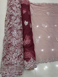 Tela de red importada de lujo, cuentas bordadas a mano, vestidos de saris de novia impermeables, ropa festiva, trajes, técnicas tejidas por urdimbre - Product Image 2