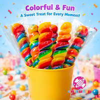 Sucettes Arc-en-ciel Faits Main en Gros, Halal, pour Enfants, Saveurs Fruitées Mixtes, Bonbons Durs en Spirale pour Fêtes Amusantes