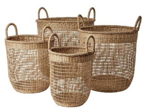 Eco-Friendly Seagrass Rattan <b>Basket</b> Colorful <b>Hanging</b> Fruit <b>Storage</b> <b>Basket</b> with Bamboo and Water Hyacinth Material - Product Image 4
