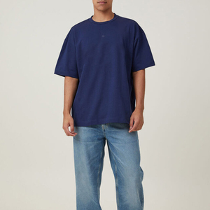 Camisetas de algodón 100% de alta calidad para hombre, ropa de calle de gran tamaño con cuello redondo pesado personalizable para hombre - Product Image 2