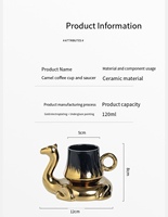 Mug en céramique en forme de cygne de 120 ml avec soucoupe, verre à thé rétro européen pour le bureau, ensemble de tasses et de plats créatifs et uniques, décoration d'intérieur