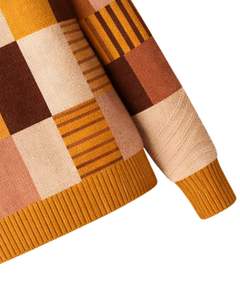 Pull en tricot patchwork à col roulé pour femme, personnalisé, de qualité supérieure, doux, chaud, pull d'hiver décontracté, haut tendance, couleur marron moutarde - Product Image 6