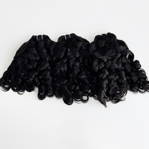 Mèches de cheveux humains bruts bouclés et rebondissants du Cambodge, double trame, noir naturel, texture douce, pour usage en salon - Product Image 3