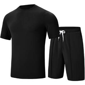 Ensemble de costume décontracté respirant pour homme, marque privée, avec logo personnalisé, t-shirt vintage à manches courtes et short - Product Image 1