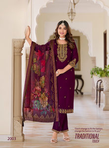 Premium Digital printed organza dupatta and Zari Weaving All over lady's <b>Kurti</b> woman - Product Image 3