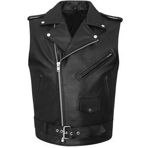 2025 personalizado de alta calidad chaqueta sin mangas estilo motocicleta chaleco tachuelas calidad de grano superior cuero genuino para hombres Chaleco de motorista - Product Image 1