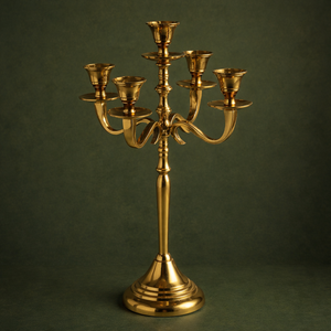 Candélabre en or, candélabre en laiton, candélabre à 5 bras, porte-bougie en métal, candélabre décoratif, candélabre de table, classique - Product Image 2