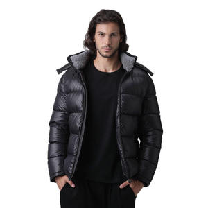 Custom Thick Canvas Puffer <b>Jackets</b> Unisex Winter Wear Wholesale <b>Men's</b> Hooded Waterproof Stand Reversible High Street Style - Product Image 6