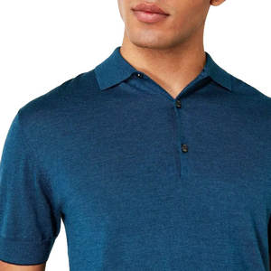 Hombres con estilo abotonado para camisetas transpirable de secado rápido de manga corta de algodón/fibra de bambú tejido de punto personalizable de alta - Product Image 2