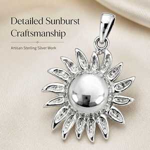 Collier pendentif soleil en argent sterling, médaillon charme céleste fait main - Product Image 5