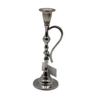 Home Decorative Aluminum <b>Candle</b> Stand With Handle Nickel Plating Silver <b>Colour</b> <b>Candle</b> Stick Holder For Wedding - Product Image 1