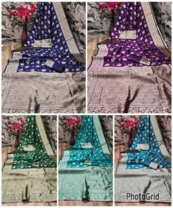 DERNIÈRE LICHI SOIE BANARASI SAREE AVEC CHEMISIER SANS COUTURE VÊTEMENT FESTIVAL PRIX DE GROS VÊTEMENT ETHNIQUE INDIEN BANARSHI SAREE - Product Image 2