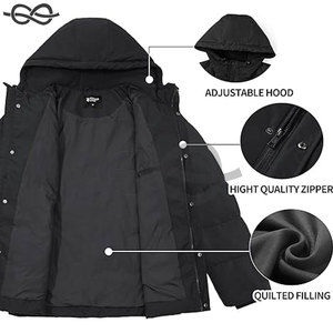 เสื้อโค้ทแจ็กเก็ตขนเป็ดอบอุ่นสำหรับผู้ชาย, เสื้อโค้ทกันน้ำปกตั้งมีฉนวนหนาและกันลมสำหรับสภาพอากาศที่หนาวจัด - Product Image 4