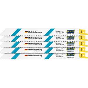 Juego de 5 hojas de sierra recíprocas flexibles Hazet de 2-10 mm para corte rápido de metal y madera con clavos - Product Image 1