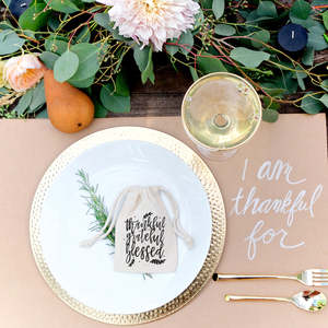 Thankful Grateful Blessed Cotton Thanksgiving Favor Bags 6-<b>Pack</b> Made From Natural Material - Product Image 2