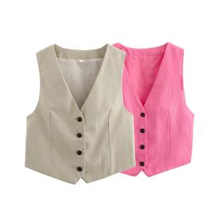 Conjunto de dos piezas de verano para mujer, chaleco informal de Color sólido, chaqueta y pantalones cortos, traje elegante de dos piezas de calle para mujer - Product Image 3