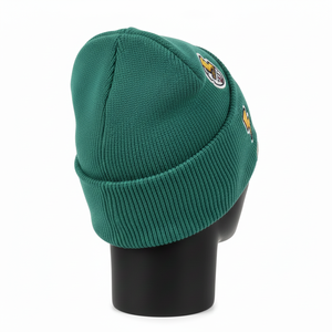 หมวกบีนนี่ไหมพรมถักลายริบ คุณภาพพรีเมียม สำหรับผู้ชาย ผ้าอะคริลิก 220GSM สีเขียวล้วน พร้อมปักโลโก้ตามสั่ง หมวกบีนนี่ลายแจ็คการ์ด - Product Image 5
