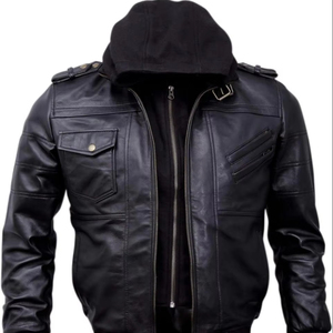 Men's <b>Winter</b> <b>Leather</b> <b>Jacket</b> with Custom Logo Stand Collar Waterproof & Breathable Professionally Designed Cow Skin <b>Leather</b> - Product Image 1