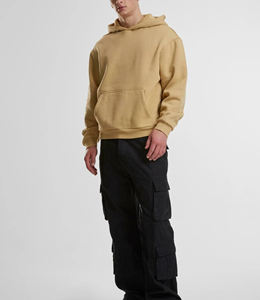 Venta al por mayor de Sudadera con capucha de gran tamaño para hombres logotipo personalizado peso pesado Streetwear algodón pulóver sudadera proveedor de fábrica - Product Image 4