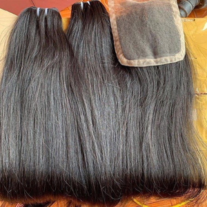 Extensions de cheveux humains indiens gris naturels, qualité supérieure, 100% vierges, cuticules alignées, lisses, double trame, fabrication à la machine, vente en gros - Product Image 2