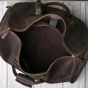 Sac de voyage pliable en cuir véritable écologique, imperméable, avec fermeture éclair, marron, durable, grande capacité - Product Image 5