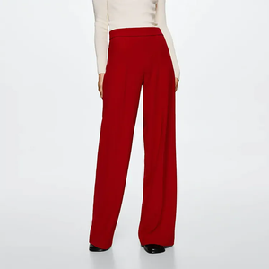 <span class=keywords><strong>Pantaloni</strong></span> Lunghi da <span class=keywords><strong>Donna</strong></span> Personalizzati, Casual, a Gamba Larga, Vita Alta, Eleganti, in Chiffon, <span class=keywords><strong>Rossi</strong></span>, per Ufficio - Product Image 2