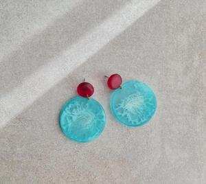 Boucles d'oreilles créoles en résine faites à la main, grandes boucles d'oreilles en forme de beignets aquatiques, cercles pour les fêtes, les mariages, les événements, boucles d'oreilles pour filles au meilleur prix - Product Image 2