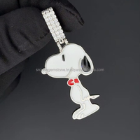 Mignon assis chiot chien émail pendentif colliers pour femmes enfants Animal de compagnie fidèle ami 925 étourneau bijoux en argent pendentif