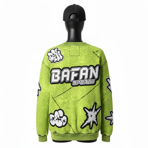 Sudadera para Mujer con Efecto Deslavado Ácido, Felpa de Algodón, Estampado Verde, Bordado con Logotipo Personalizado, Transpirable - Product Image 2