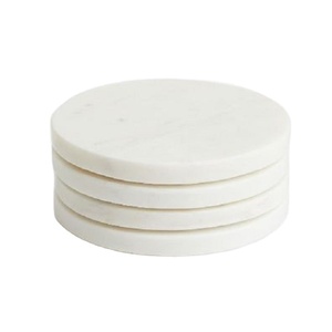 High Quality <b>White</b> Natural Marble Stone <b>Coasters</b> Set Polished Round Party Decorative Drink Coffee Cup <b>Coasters</b> for Drinks - Product Image 1