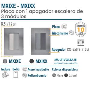 สวิตช์ติดผนัง, MXIXX-002, 2 ชิ้น, สวิตช์บันได, 125-250VAC, 10A, 50/60Hz, สีเงิน/อ็อกซ์ฟอร์ด, สแตนเลส/พีซี - Product Image 2