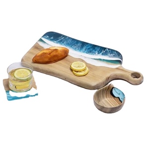 Produit fait à la main en résine époxy et blocs à découper en bois planche à découper fruits légumes personnalisée planche à fromage en résine bois - Product Image 1