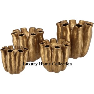 Vase de décoration de table de jardin en aluminium moulé d'or en forme de V antique fournitures de pots de mariage faits à la main attrayants - Product Image 5