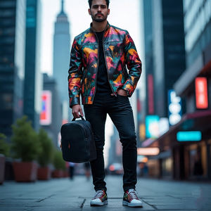 Chaquetas de Motociclista de Cuero Genuino Impermeables para Hombre, Estilo Urbano, para Invierno |   Cierre de Cuello con Cremallera - Product Image 3