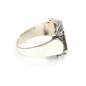925 Sterling Silver Men's <b>Ring</b> with <b>Turquoise</b> Rectangular Stone Fine Jewelry Rhodium Plating Bezel Setting Everyday Wear - Product Image 2