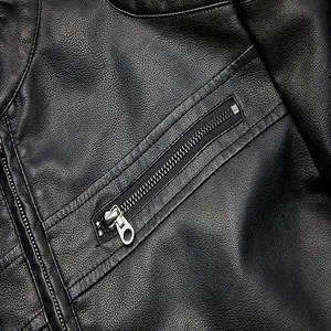 Venta al por mayor de alta calidad de PU Casual Hombres Vintage Chaquetas de cuero OEM de moda de invierno cortavientos Chaquetas de moto de cuero en blanco - Product Image 6