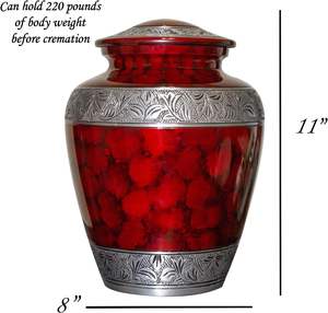 Urne double personnalisée de crémation funéraire humaine compagnon extra large pour deux adultes (rouge) - Product Image 4