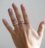 Breiter Gerippter Geometrischer Art-Deco Ehering 14K Gold 3MM/5MM Stapelbarer Ring Unisex Passender Ring Kühner Minimalistischer GRA-Zertifizierter Ring