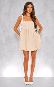 Vente chaude Femmes Personnaliser Robes Col Droit Décolleté Spaghetti Strap Manches Pierre Tissé Plissé Bouffée Robe De Bal - Product Image 3