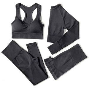 Women's Comfortable Custom Logo Print Yoga Wear 3PCS Sport Sets High Waist Polyester/Nylon Quick Dry & Breathable Active Wear - Product Image 2