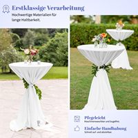 Housse de table de cocktail blanche extensible en polyester avec nœud papillon, jupe de table ronde haute pour mariage, bar, banquet, fournitures de fête - Vente en gros