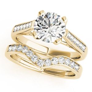 Solitaire de diamant de coupe ronde avec des accents de style unique et design lourd bague de mariage pour femme/elle - Product Image 1