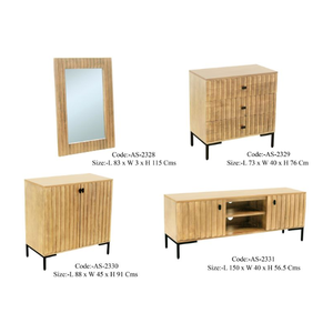 <b>Chest</b> of Drawers 6 Solid <b>Wood</b> Modern Bedroom Drawer with Stainless Steel Base Natural & Black Finish - Product Image 2