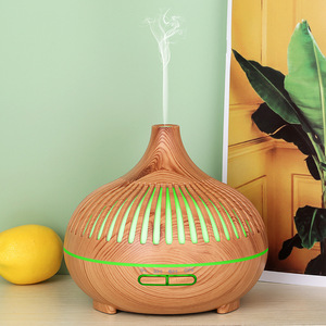 500ml Wood Grain Ultrasonic Aroma <b>Diffuser</b> with Cut-Out Design Remote Control Adjustable Mist <b>LED</b> Lights - Product Image 5