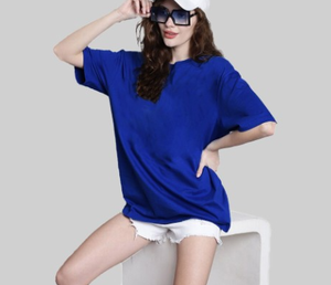 T-shirt uni en coton à col rond coréen personnalisé d'été pour les femmes Nouveau T-Shirt ample décontracté surdimensionné T-shirts solides de grande taille Bangladesh - Product Image 2